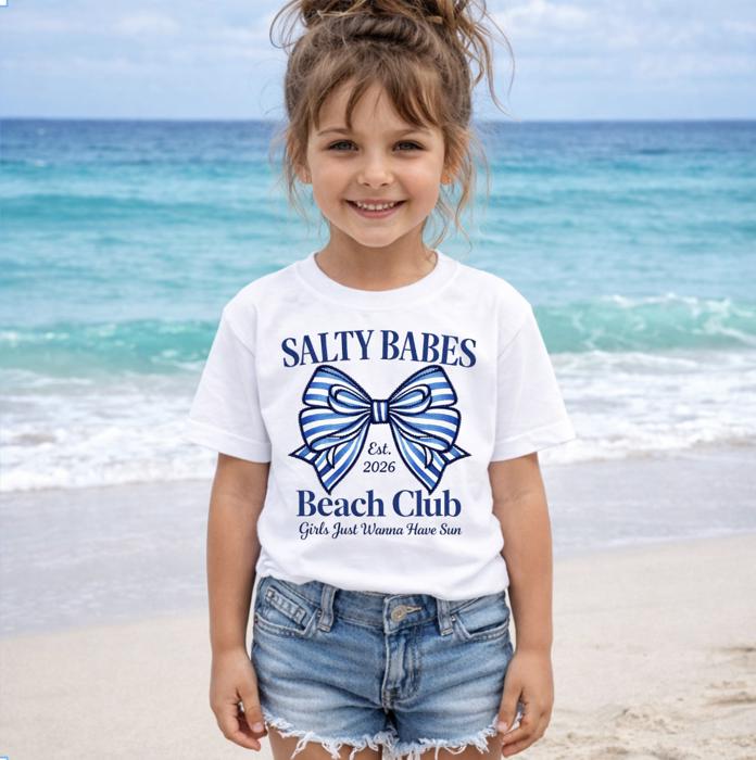 Salty Babes Beach Club Girls Summer Tee Shirt
