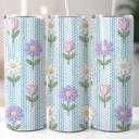  Pink and White Striped Floral Knitting Design 20 oz Tumbler