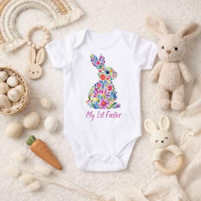 Floral Bunny My 1st Easter Baby Bodysuit