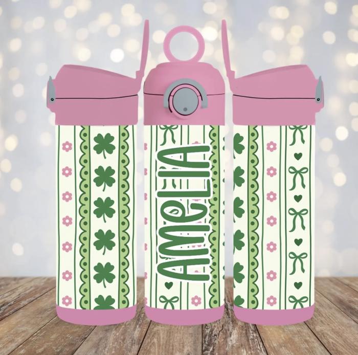 St Patrick's Day Girls 12oz Stainless Steel Flip Top Tumbler