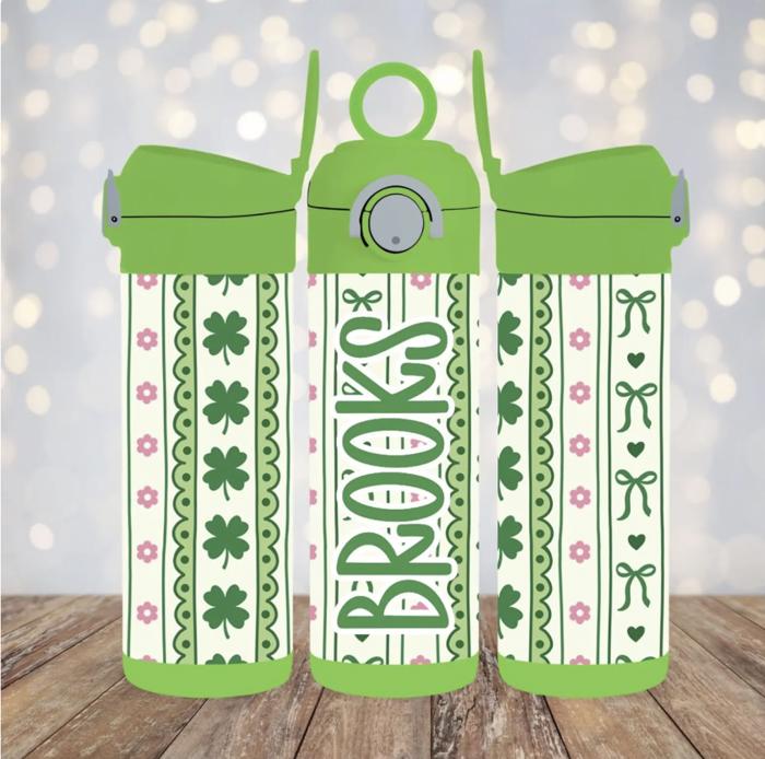 St Patrick's Day Girls 12oz Stainless Steel Flip Top Tumbler