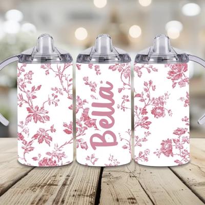 Pink Toile Baby 12 oz Sippy Cup with 2 covers and Straw