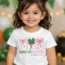  Lucky and Blessed Roman 4:7-8 Shamrocks Girls St Patrick's Day Tee Shirt
