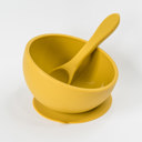 Mustard Silicone Suction Bowl and Spoon Set