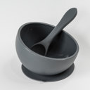 Charcoal Silicone Suction Bowl and Spoon Set