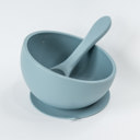 Duck Egg Blue Silicone Suction Bowl and Spoon Set