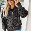  Cozy Leopard Quarter Zip Sweater