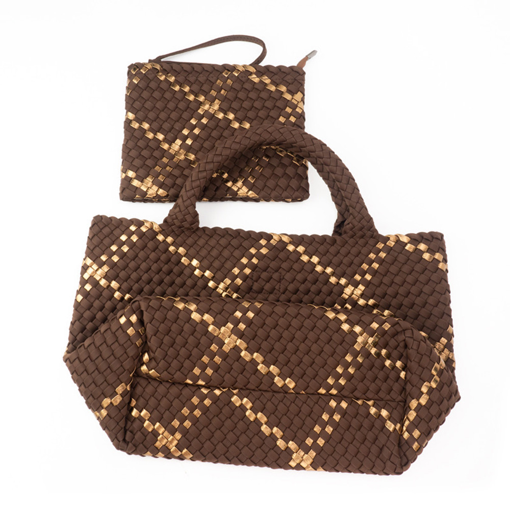 The Charli | Large Woven Neoprene Tote with Wristlet