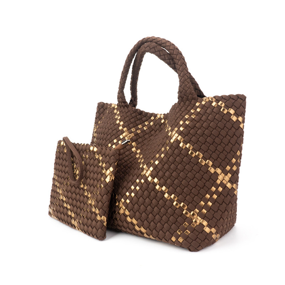 The Charli | Large Woven Neoprene Tote with Wristlet