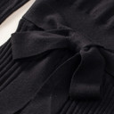 Medium Black The Rowan | Ribbed Pleated Sweater Wrap Dress
