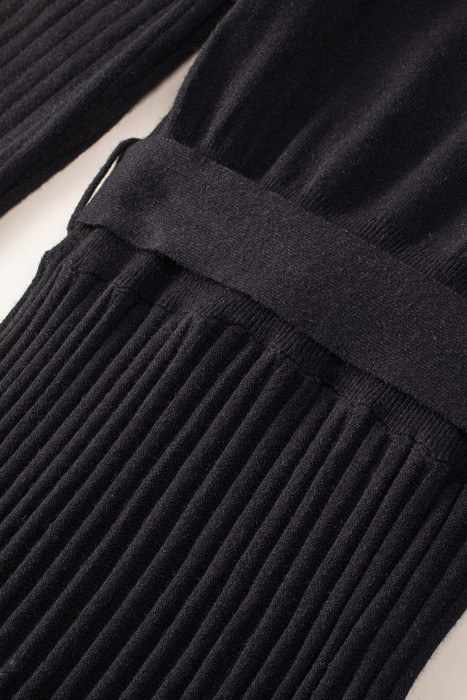 The Rowan | Ribbed Pleated Sweater Wrap Dress