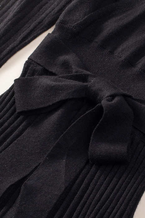 The Rowan | Ribbed Pleated Sweater Wrap Dress