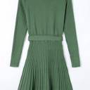 XL Green The Rowan | Ribbed Pleated Sweater Wrap Dress