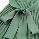 XL Green The Rowan | Ribbed Pleated Sweater Wrap Dress