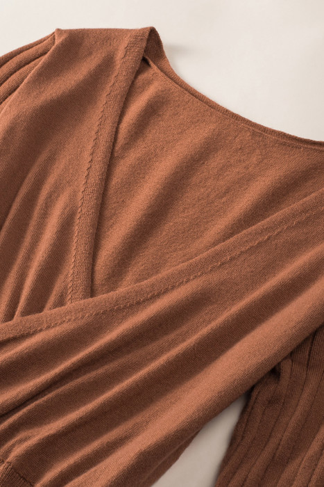 The Rowan | Ribbed Pleated Sweater Wrap Dress