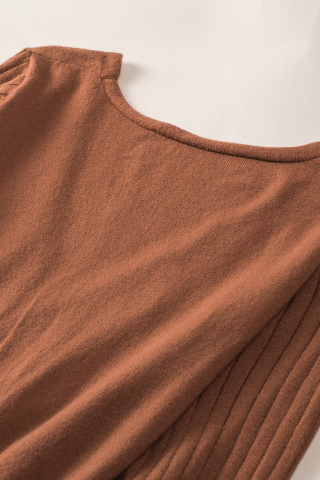 The Rowan | Ribbed Pleated Sweater Wrap Dress
