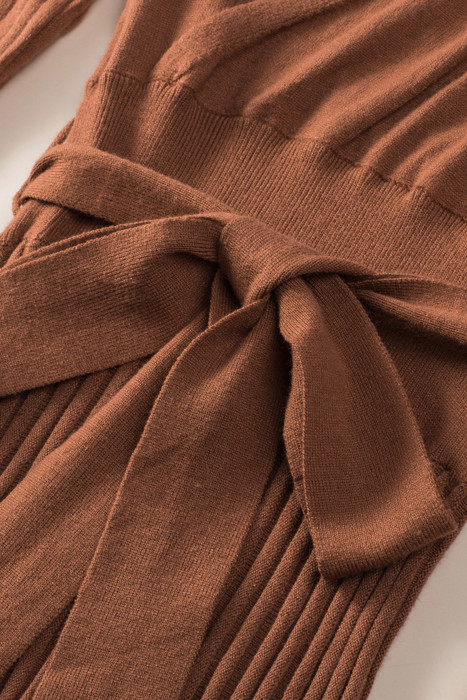 The Rowan | Ribbed Pleated Sweater Wrap Dress