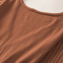 Large Rust The Rowan | Ribbed Pleated Sweater Wrap Dress