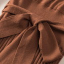 Large Rust The Rowan | Ribbed Pleated Sweater Wrap Dress