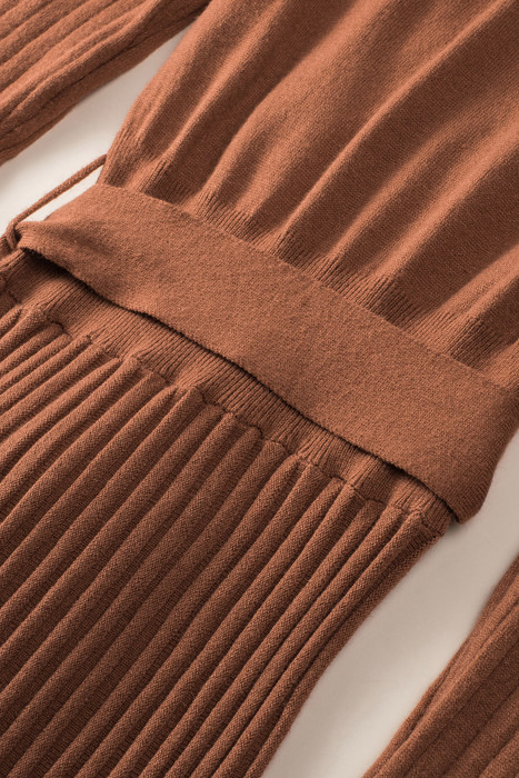 The Rowan | Ribbed Pleated Sweater Wrap Dress
