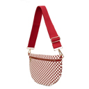 Checkered Burgundy The Fiona | Checkered Woven Bum Bag (11 Colors) 