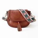 Brown The Eva Saddle Crossbody Bag with Jacquard Strap