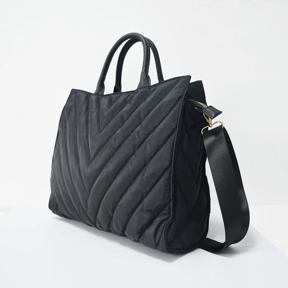 The Carmen | Chevron Stripe Large Puffer Tote