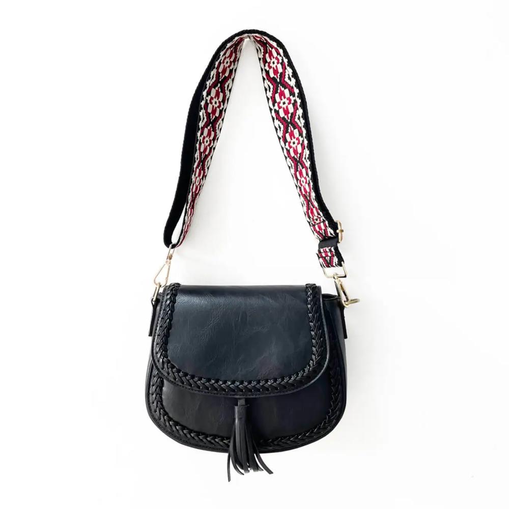 The Eva Saddle Crossbody Bag with Jacquard Strap