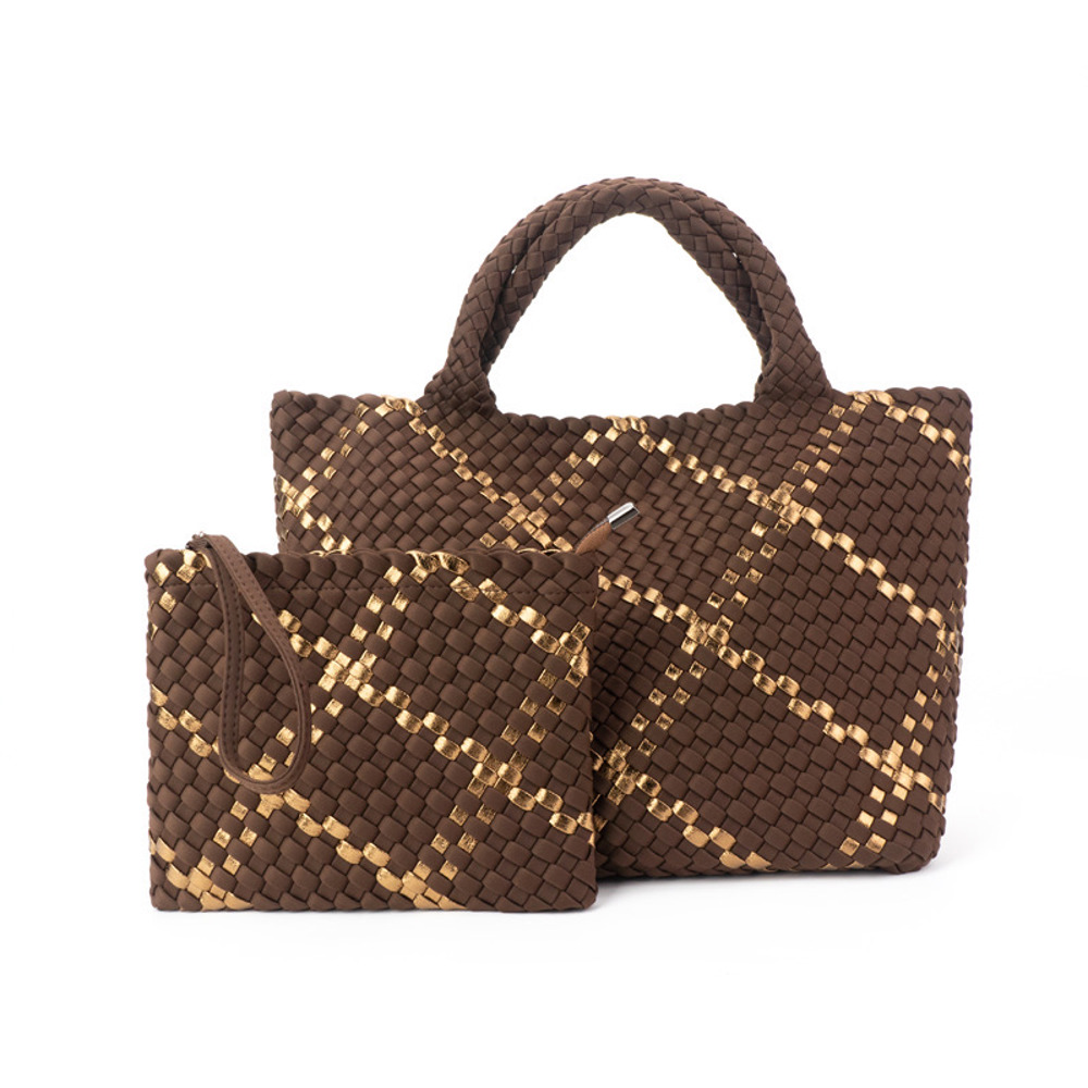 The Charli | Large Woven Neoprene Tote with Wristlet