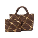 Cocoa with Gold Stripe The Charli | Large Woven Neoprene Tote with Wristlet