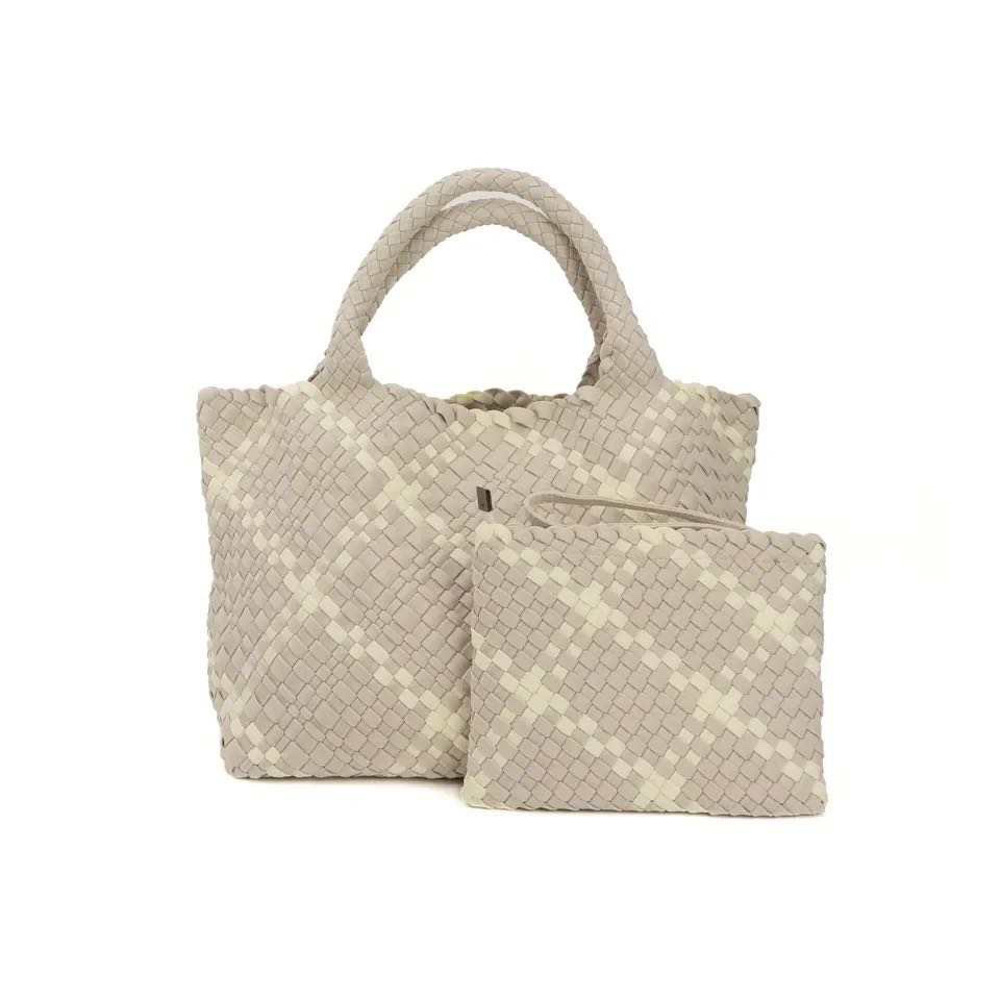 The Charli | Large Woven Neoprene Tote with Wristlet