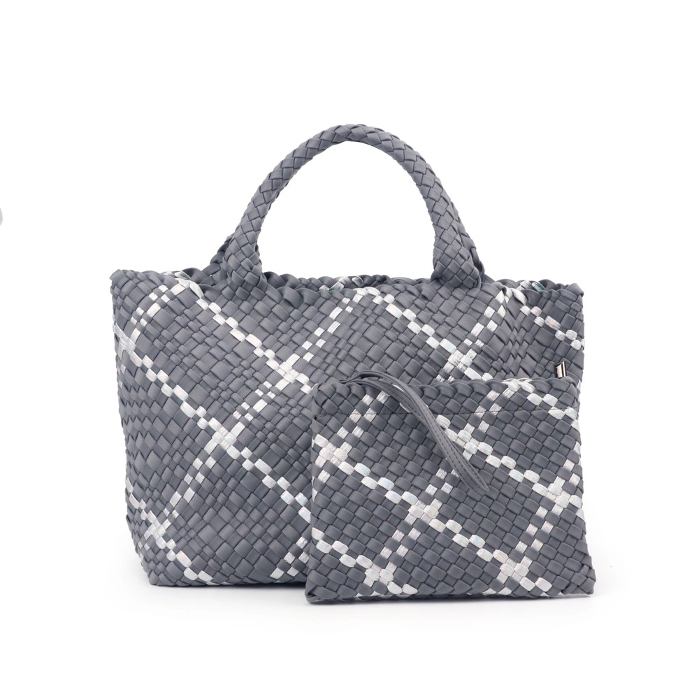 The Charli | Large Woven Neoprene Tote with Wristlet