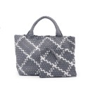 Gray with Silver Stripe The Charli | Large Woven Neoprene Tote with Wristlet