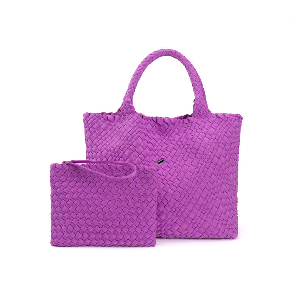 The Charli | Large Woven Neoprene Tote with Wristlet