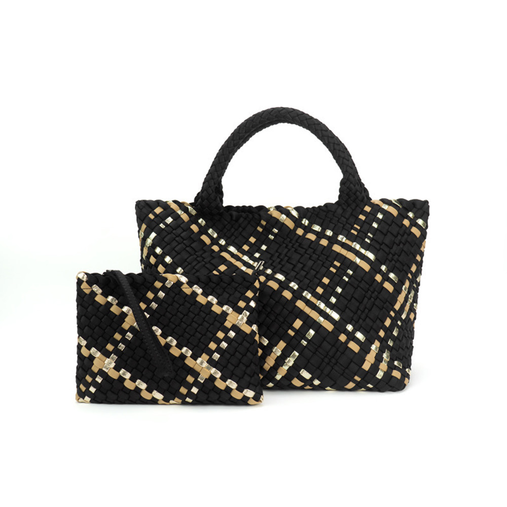 The Charli | Large Woven Neoprene Tote with Wristlet