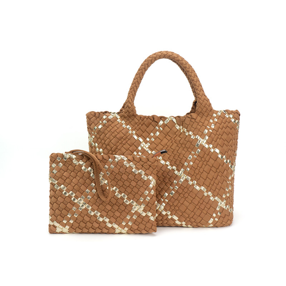 The Charli | Large Woven Neoprene Tote with Wristlet