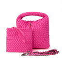 Bright Pink The Chloe | Small Woven Crossbody Tote | 8 Colors