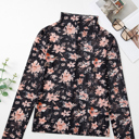  The Whitney | Floral Print Mesh Mock Neck Slim Blouse