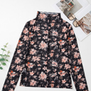  The Whitney | Floral Print Mesh Mock Neck Slim Blouse