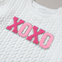  XOXO Glitter Chenille Cable Knit Pullover Sweatshirt