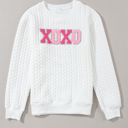  XOXO Glitter Chenille Cable Knit Pullover Sweatshirt