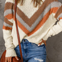  The Shannon | Chevron Striped Drop Shoulder Long Sleeve Sweater