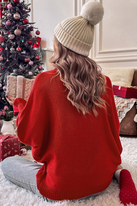 Merry Batwing Turtleneck Sweater Christmas