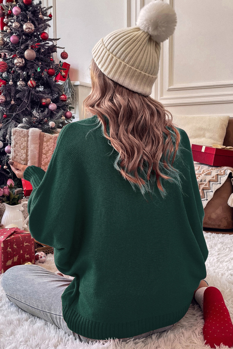 Merry Batwing Turtleneck Sweater Christmas