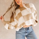  The Mandy | Checkered Bishop Sleeve Sweater