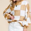  The Mandy | Checkered Bishop Sleeve Sweater