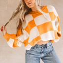  The Mandy | Checkered Bishop Sleeve Sweater