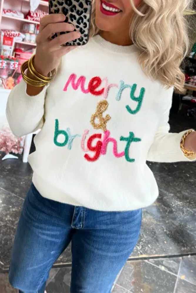 Merry & Bright Round Neck Casual Sweater