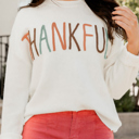 Small Thankful Ivory Embroidered Sweater