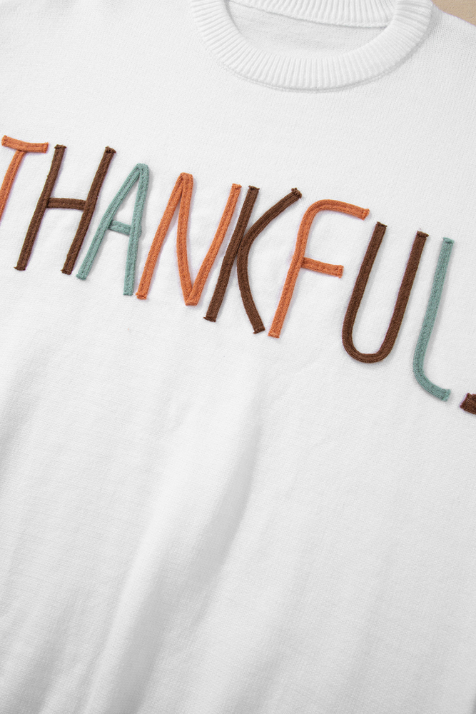 Thankful Ivory Embroidered Sweater